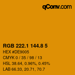 カラーコード: RGB 222.1 144.8 5 | qconv.com