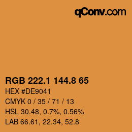 Color code: RGB 222.1 144.8 65 | qconv.com