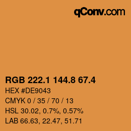 カラーコード: RGB 222.1 144.8 67.4 | qconv.com