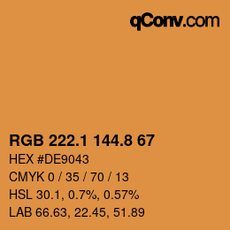 Color code: RGB 222.1 144.8 67 | qconv.com