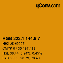カラーコード: RGB 222.1 144.8 7 | qconv.com