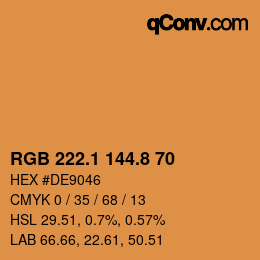 Color code: RGB 222.1 144.8 70 | qconv.com