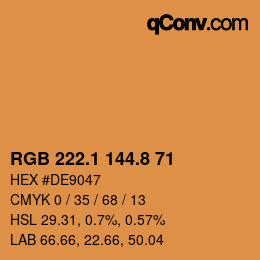 Color code: RGB 222.1 144.8 71 | qconv.com