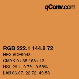 Color code: RGB 222.1 144.8 72 | qconv.com
