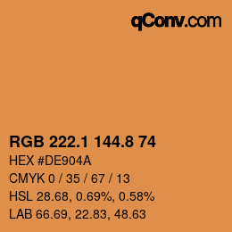 Color code: RGB 222.1 144.8 74 | qconv.com