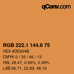 Color code: RGB 222.1 144.8 75 | qconv.com