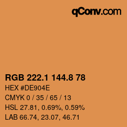 Color code: RGB 222.1 144.8 78 | qconv.com