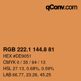 Farbcode: RGB 222.1 144.8 81 | qconv.com