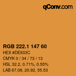 カラーコード: RGB 222.1 147 60 | qconv.com