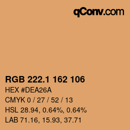 カラーコード: RGB 222.1 162 106 | qconv.com