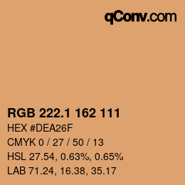 カラーコード: RGB 222.1 162 111 | qconv.com