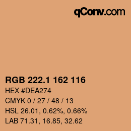 Color code: RGB 222.1 162 116 | qconv.com