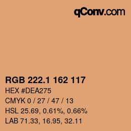 カラーコード: RGB 222.1 162 117 | qconv.com