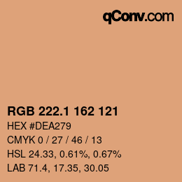 Color code: RGB 222.1 162 121 | qconv.com