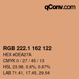 カラーコード: RGB 222.1 162 122 | qconv.com
