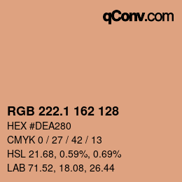 Color code: RGB 222.1 162 128 | qconv.com
