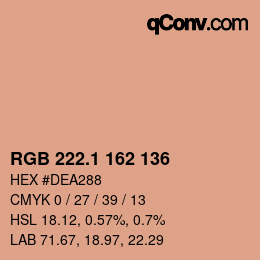 Color code: RGB 222.1 162 136 | qconv.com
