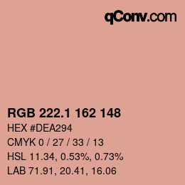 カラーコード: RGB 222.1 162 148 | qconv.com