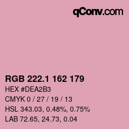 カラーコード: RGB 222.1 162 179 | qconv.com