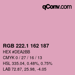 カラーコード: RGB 222.1 162 187 | qconv.com