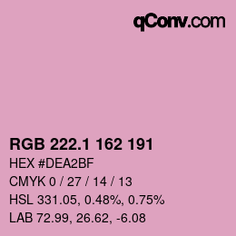 カラーコード: RGB 222.1 162 191 | qconv.com