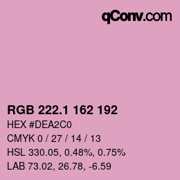 カラーコード: RGB 222.1 162 192 | qconv.com