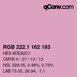 カラーコード: RGB 222.1 162 193 | qconv.com