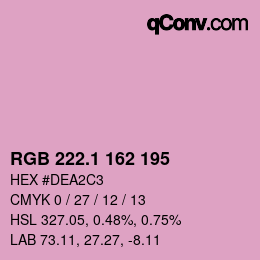 カラーコード: RGB 222.1 162 195 | qconv.com