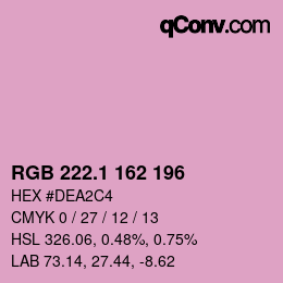 カラーコード: RGB 222.1 162 196 | qconv.com