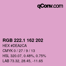 カラーコード: RGB 222.1 162 202 | qconv.com