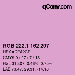 カラーコード: RGB 222.1 162 207 | qconv.com