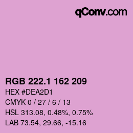 カラーコード: RGB 222.1 162 209 | qconv.com