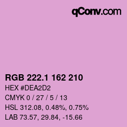 カラーコード: RGB 222.1 162 210 | qconv.com