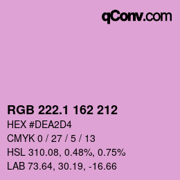 カラーコード: RGB 222.1 162 212 | qconv.com