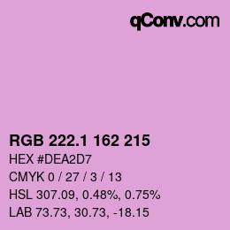 カラーコード: RGB 222.1 162 215 | qconv.com
