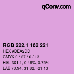 カラーコード: RGB 222.1 162 221 | qconv.com