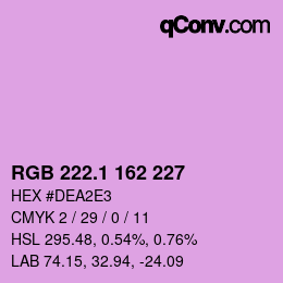 カラーコード: RGB 222.1 162 227 | qconv.com