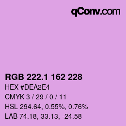 カラーコード: RGB 222.1 162 228 | qconv.com