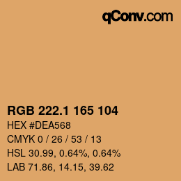 カラーコード: RGB 222.1 165 104 | qconv.com