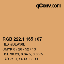 カラーコード: RGB 222.1 165 107 | qconv.com