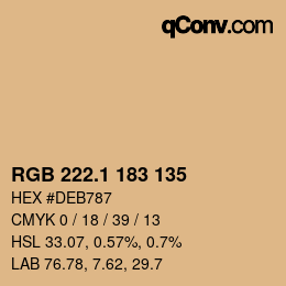 カラーコード: RGB 222.1 183 135 | qconv.com