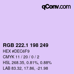 カラーコード: RGB 222.1 198 249 | qconv.com
