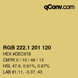 カラーコード: RGB 222.1 201 120 | qconv.com