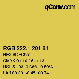 カラーコード: RGB 222.1 201 81 | qconv.com
