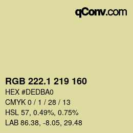 カラーコード: RGB 222.1 219 160 | qconv.com