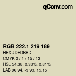Color code: RGB 222.1 219 189 | qconv.com
