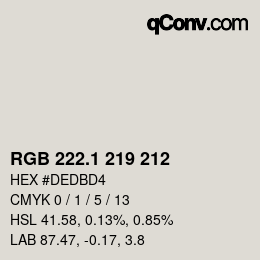 Color code: RGB 222.1 219 212 | qconv.com