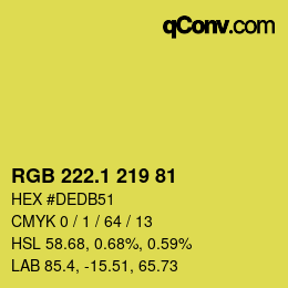 カラーコード: RGB 222.1 219 81 | qconv.com