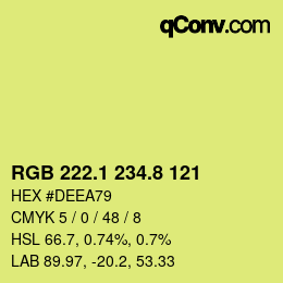 カラーコード: RGB 222.1 234.8 121 | qconv.com
