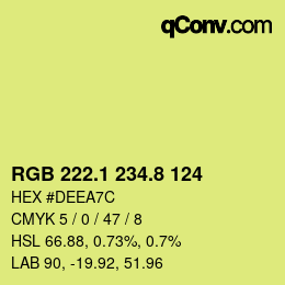 カラーコード: RGB 222.1 234.8 124 | qconv.com